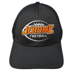 Jerome Football Fitted Hat Black XL Embroidered Solid Vent Holes Pukka